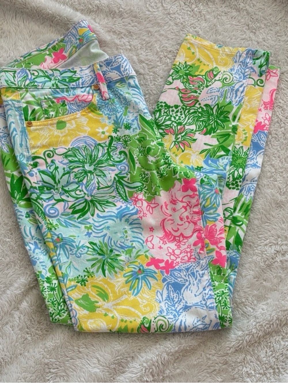 Lilly Pulitzer Colorful Floral Print Skinny Jeans, Size 12, EUC